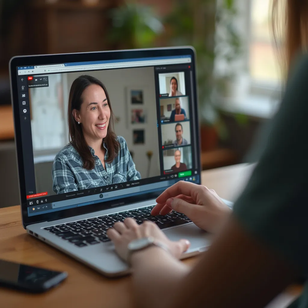 Pessoa a assistir a um webinar no portátil