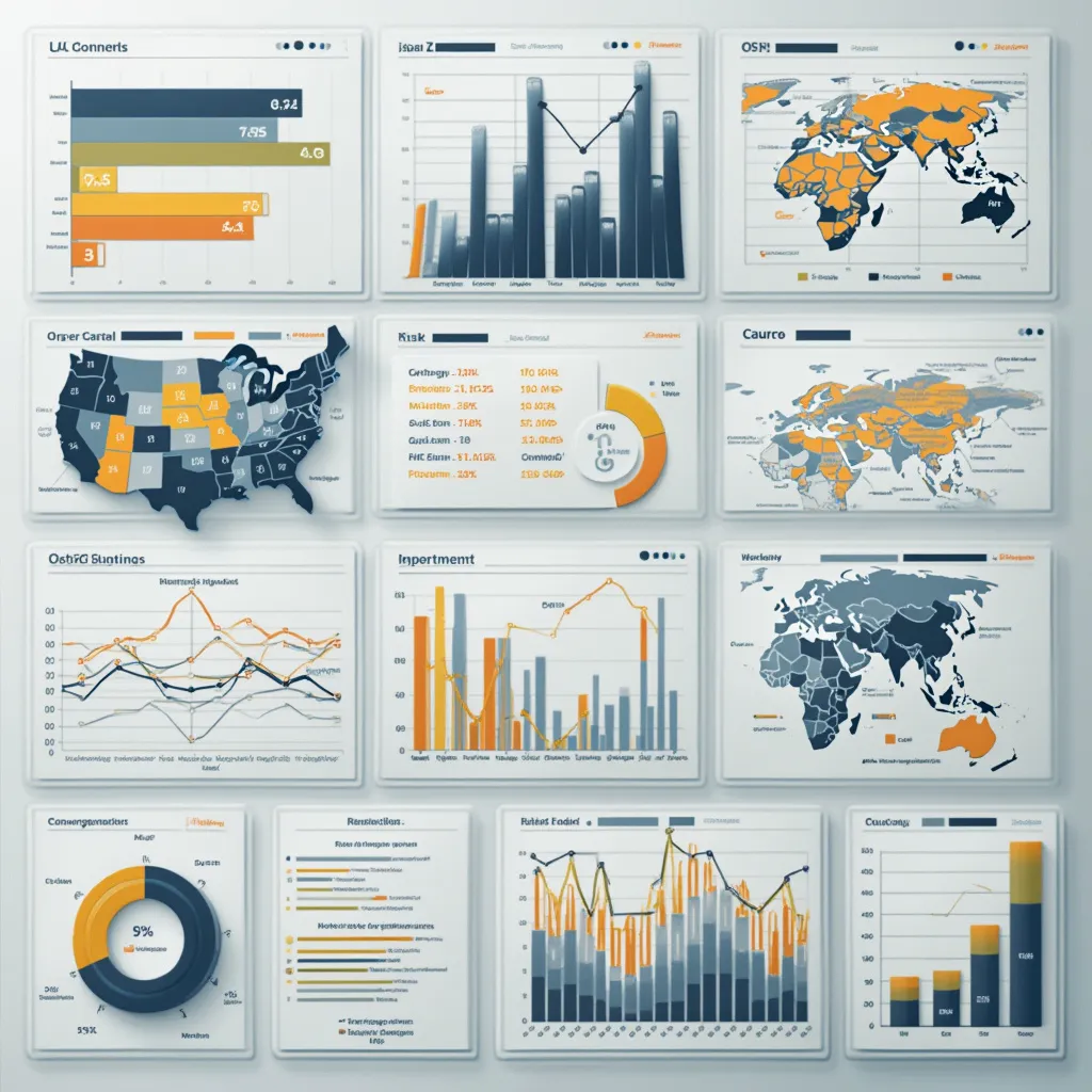 Painel de gestão de risco com gráficos